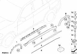 แผ่นปิด M, แผงบันได / บังโคลนล้อ diagram for BMW X5 E70 3.0si