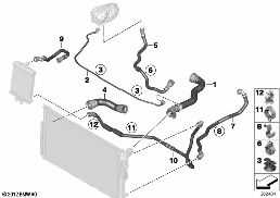 COOLING SYSTEM COOLANT HOSES diagram for BMW 4 Series F33 LCI 435dX