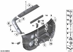 TRUNK LID TRIM PANEL diagram for BMW X1 E84 20i