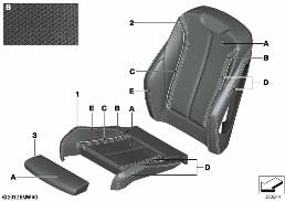 INDIVIDUAL SPORTS SEAT COVER, FRONT diagram for BMW 4 Series F36 Gran Coupé 428i