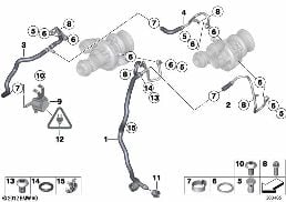 ENGINE COOLING SYSTEM EXHAUST TURBO. diagram for BMW 6 Series F12 LCI 650i
