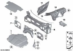 SOUND INSULATING FRONT diagram for BMW X6 E71 35iX