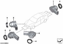 Сигнализация авар.сближен.при парк.(PDC) diagram for BMW 3 Series F35 320Li