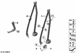 Ceinture de sécurité avant diagram for BMW 5 Series F10 LCI 528i
