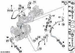 Alimentazione dell'olio turbocompressore diagram for BMW X5 F15 M50dX