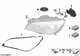 SINGLE COMPONENTS FOR HEADLIGHT diagram for BMW 7 Series F01 LCI 750iX
