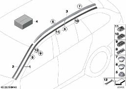 ROOF MOULDING/ROOF RAIL diagram for BMW 5 Series F11 550i