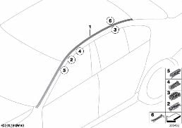 Molduras de techo/Techo borda diagram for BMW 5 Series F10 LCI 530d