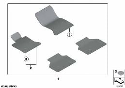 FLOOR MATS, VELOURS diagram for BMW 5 Series F07 GT LCI 530dX