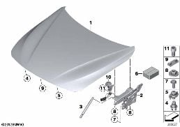 ENGINE HOOD/MOUNTING PARTS diagram for BMW 3 Series F34 GT LCI 330i