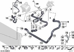 Kühlsystem-Wasserschlauchführung diagram for BMW MINI Paceman R61 Cooper