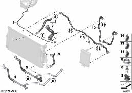 COOLING SYSTEM COOLANT HOSES diagram for BMW 4 Series F32 435iX