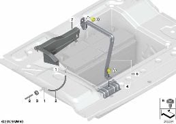 BATTERY HOLDER AND MOUNTING PARTS diagram for BMW 7 Series F01 LCI 740dX
