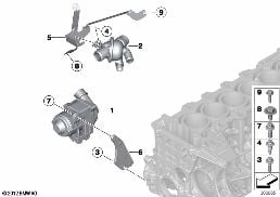 WATERPUMP - THERMOSTAT diagram for BMW 6 Series F06 Gran Coupé LCI 640i