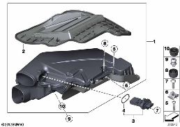 Insugningsljuddämpare/Filterinsats/HFM diagram for BMW 5 Series F10 550iX