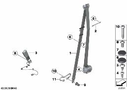 Sicherheitsgurt vorn diagram for BMW MINI Paceman R61 Cooper