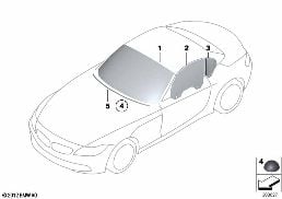 GLAZING diagram for BMW Z4 E89 30i