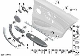 MOUNTING PARTS, DOOR TRIM, REAR diagram for BMW 3 Series F30 335i
