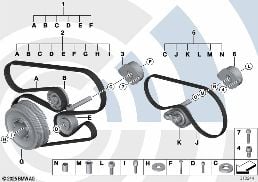 Reparationssats remdrivning Value Line diagram for BMW 5 Series E60 LCI 520d