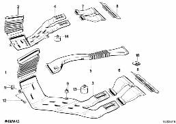 Heizkanal Fondraum/Blende diagram for BMW 7 Series E32 750iL