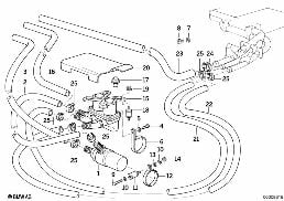 WATER VALVE/WATER HOSE diagram for BMW 5 Series E34 525tds