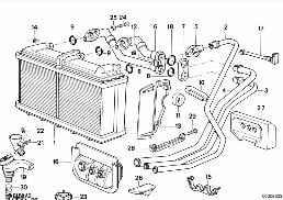 HEATER RADIATOR BEHR diagram for BMW 5 Series E34 525tds