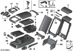 SEAT REAR, CENTER ARMREST, MULTIFUNCTION diagram for BMW 7 Series F02 LCI 740LdX