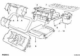 HOUSING PARTS, HEATER SIEMENS diagram for BMW 5 Series E34 525tds