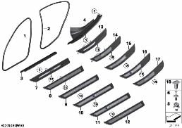 Protección de bordes / Moldura entrada diagram for BMW 5 Series F10 LCI 530d