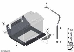 ที่ยึดและชุดจับยึดแบตเตอรี่สำรอง diagram for BMW 7 Series F03 750LiS