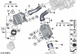 CHARGE-AIR COOLER diagram for BMW 7 Series F01 LCI 750i