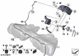 Filtre a charbon act./aeration carburant diagram for BMW 5 Series F10 LCI 528i