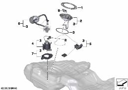 FUEL FILTER/PUMP/FUEL LEVEL SENSOR diagram for BMW 7 Series F01 LCI 740i