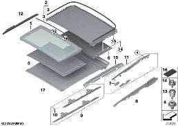 PANORAMA ROOF MOUNTING PARTS diagram for BMW 3 Series F31 LCI 316d