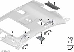 Pièces accolées ciel de pavillon diagram for BMW 5 Series F18 LCI 525Li