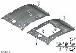 HEADLINING diagram for BMW 5 Series F07 GT LCI 530dX
