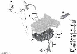 OIL PAN/OIL LEVEL INDICATOR diagram for BMW 1 Series F20 LCI 118i