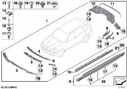 Performans aerodinamik paket diagram for BMW X5 E70 LCI 40dX