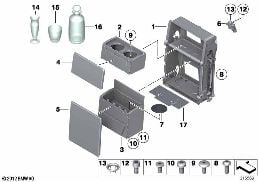 Rear door drinks cabinet diagram for BMW Rolls-Royce Phantom RR1 Phantom