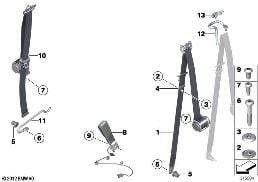 Cinto de segurança dianteiro diagram for BMW MINI R56 One