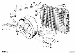 AIR CONDIT.CONDENSER AND MOUNTING PARTS diagram for BMW 5 Series E12 520