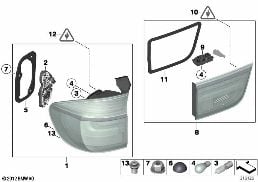REAR LIGHT diagram for BMW X5 E70 LCI 40dX