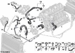 COOLING SYSTEM COOLANT HOSES diagram for BMW 1 Series E88 135i