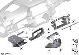 Piezas adosadas tablero instrum. abajo diagram for BMW 5 Series F10 LCI 530d