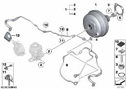 Remkrachtversterker onderdruk diagram for BMW 5 Series F10 M5