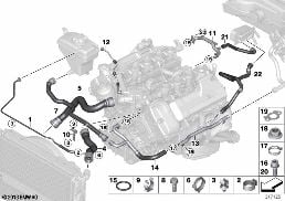 COOLING SYSTEM COOLANT HOSES diagram for BMW 3 Series E92 M3