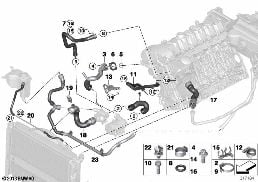 COOLING SYSTEM COOLANT HOSES diagram for BMW 3 Series E92 LCI 330i