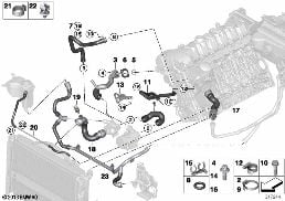 COOLING SYSTEM COOLANT HOSES diagram for BMW 3 Series E92 LCI 330i