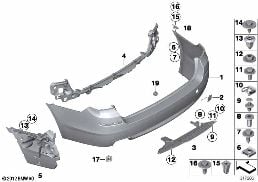TRIM COVER, REAR diagram for BMW 5 Series F11 550i