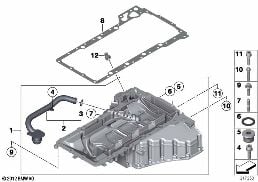 OIL PAN UPPER PART, OIL LEVEL INDICATOR